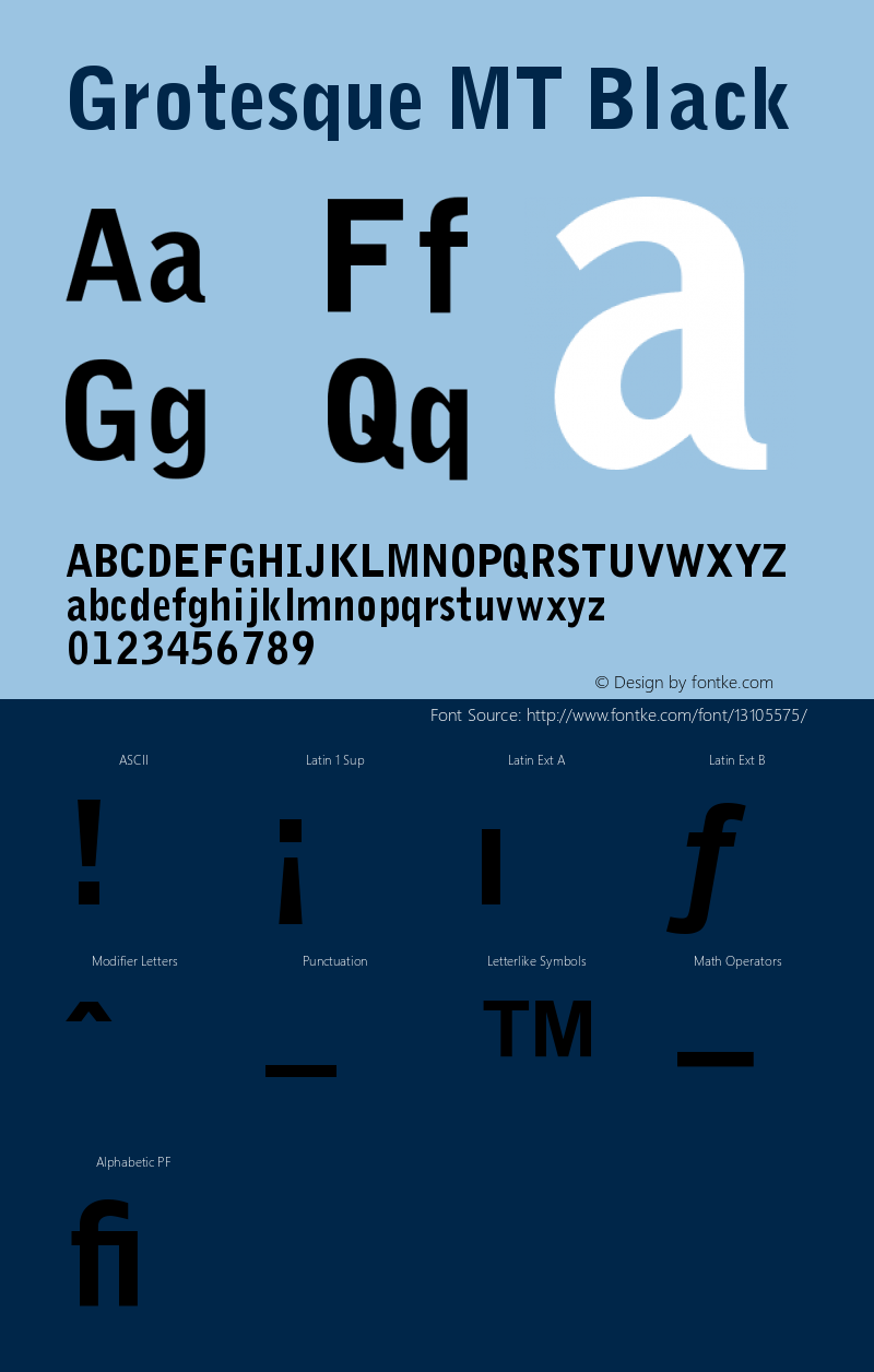 Grotesque MT Black Version 001.000 Font Sample