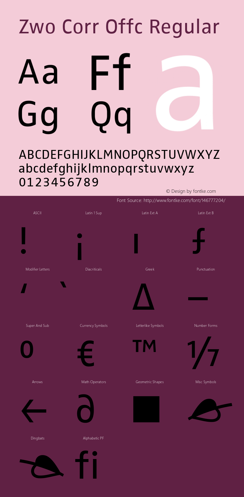 Zwo Corr Offc Version 7.504; 2010; Build 1023 Font Sample