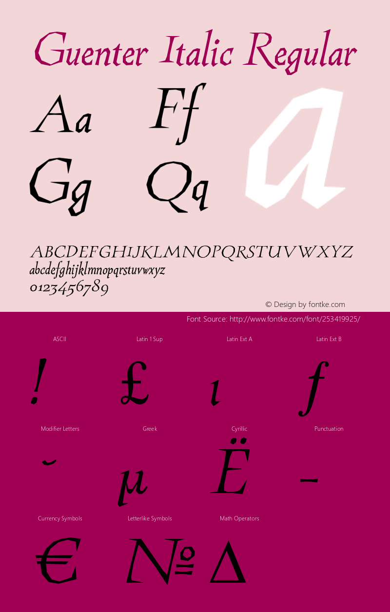 Guenter Italic Version 1.000图片样张