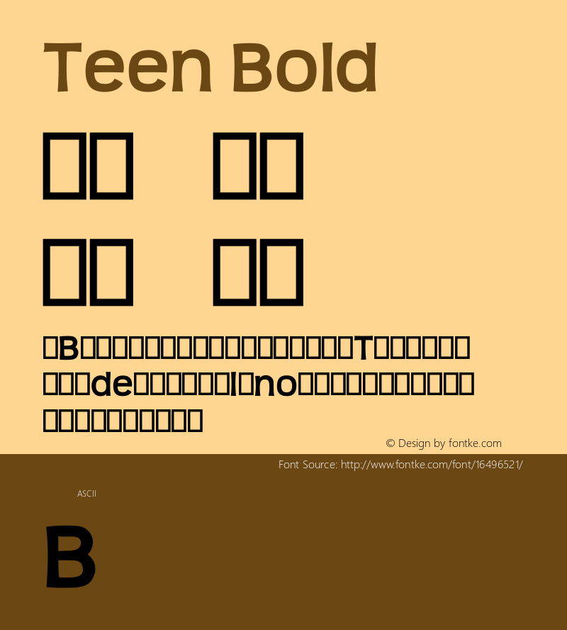 Teen Bold Version 3.001 Font Sample