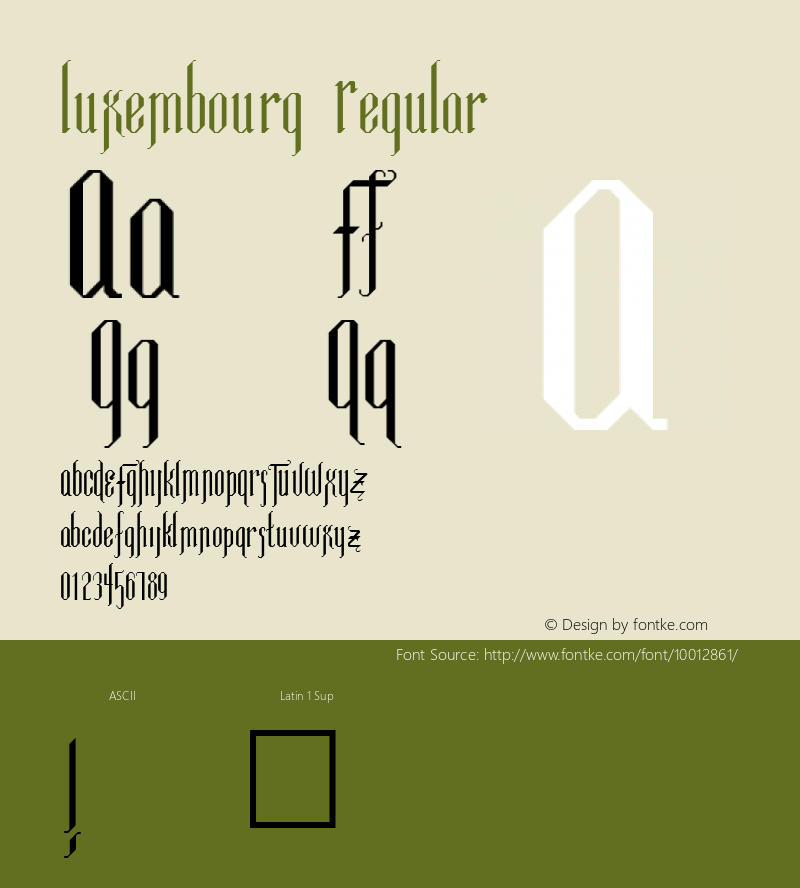 Luxembourg Regular Altsys Fontographer 3.5  3/10/92 Font Sample