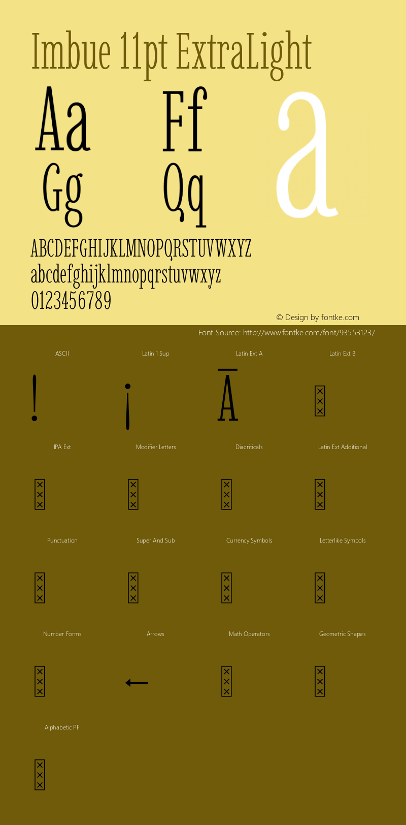 Imbue 11pt ExtraLight Version 1.102 Font Sample