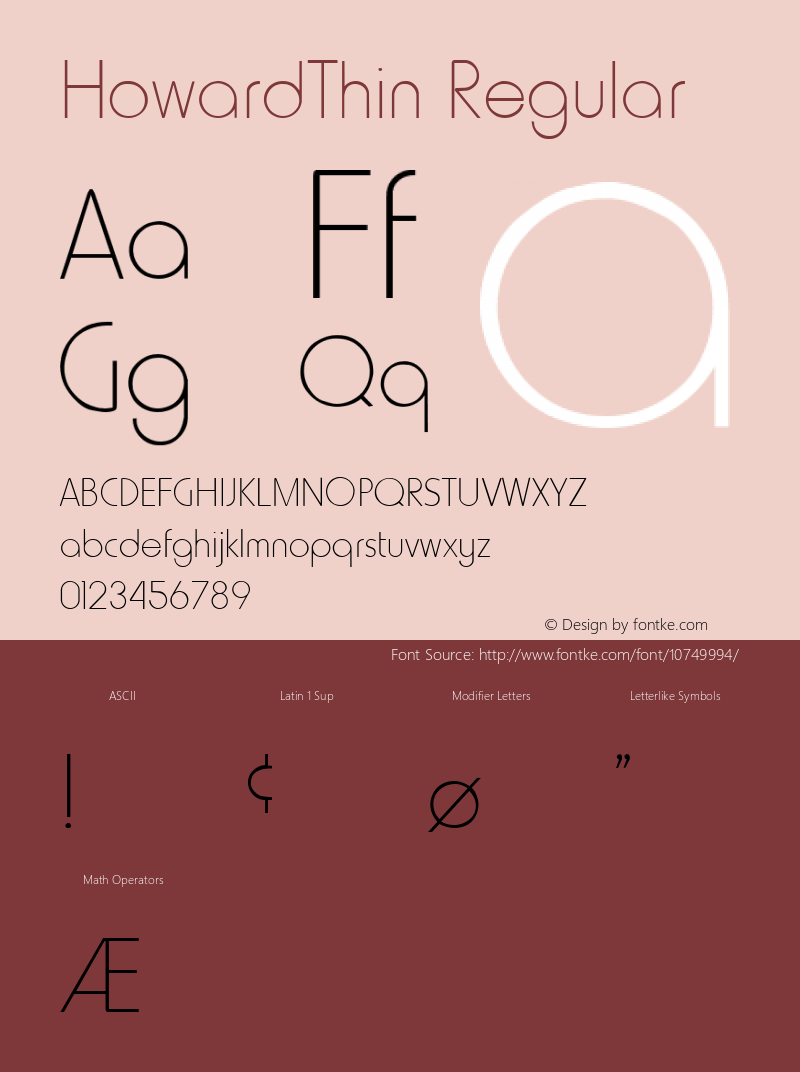 HowardThin Regular Altsys Fontographer 3.5  3/29/92 Font Sample