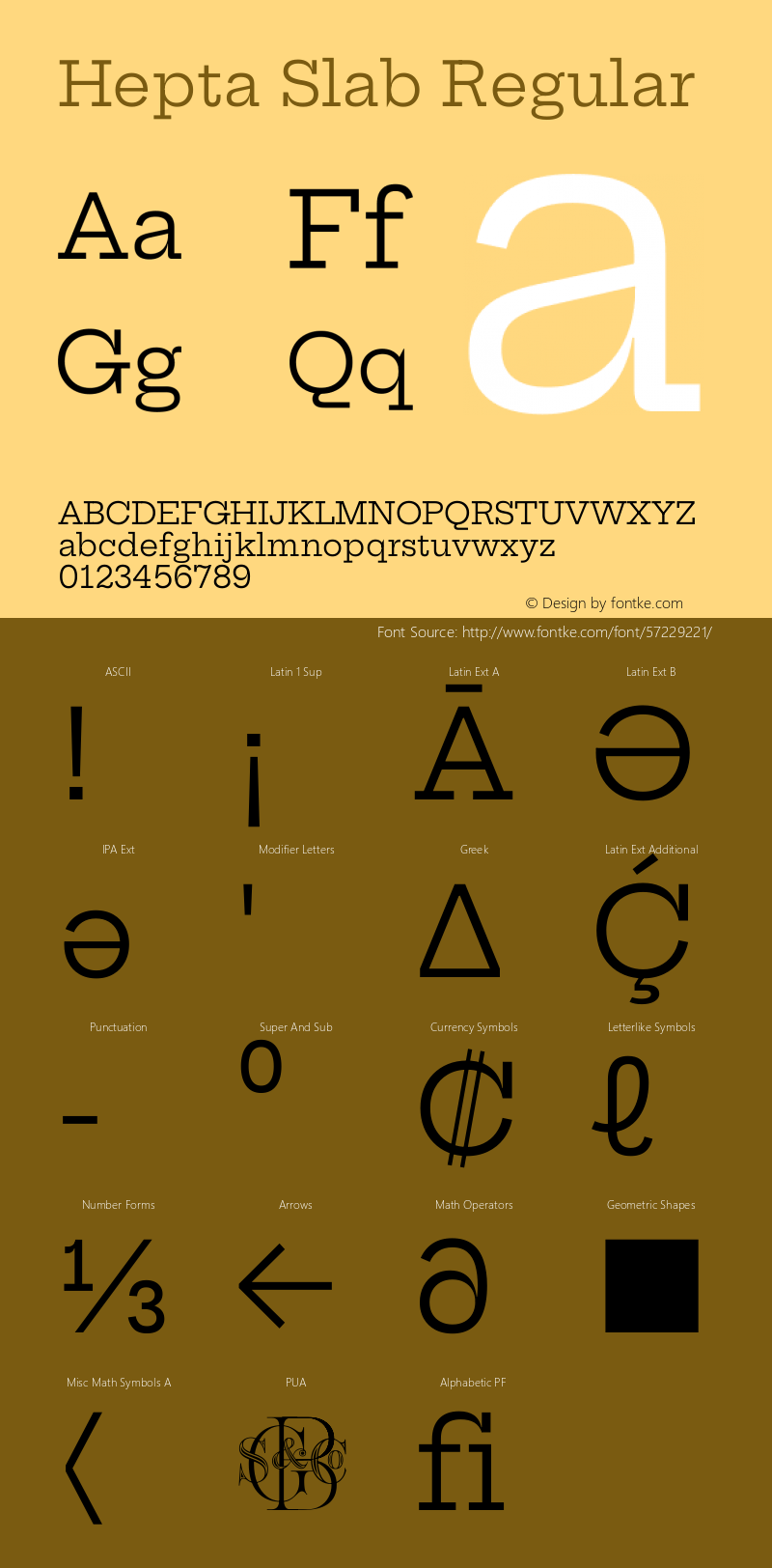 Hepta Slab Regular Version 1.100 Font Sample