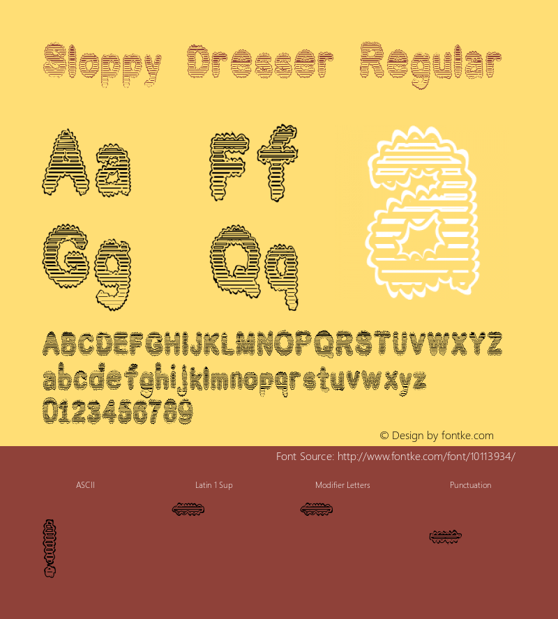 Sloppy Dresser Regular Macromedia Fontographer 4.1 11/29/97 Font Sample