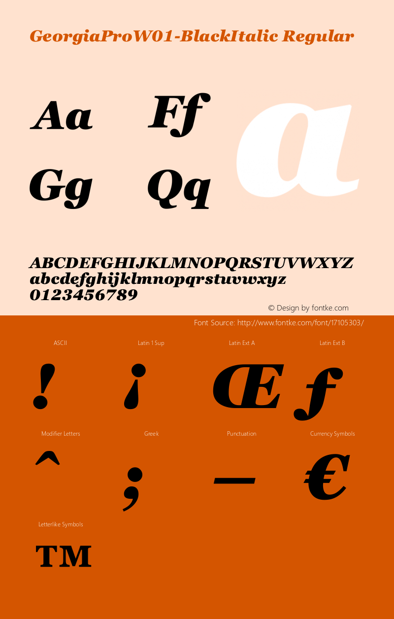 GeorgiaProW01-BlackItalic Regular Version 1.00 Font Sample