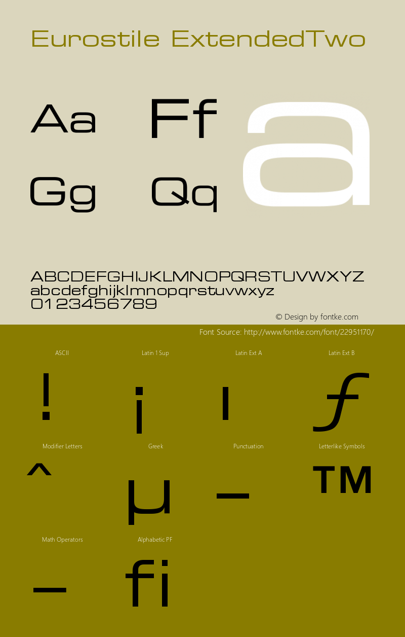 Eurostile Extended #2 Version 001.002 Font Sample