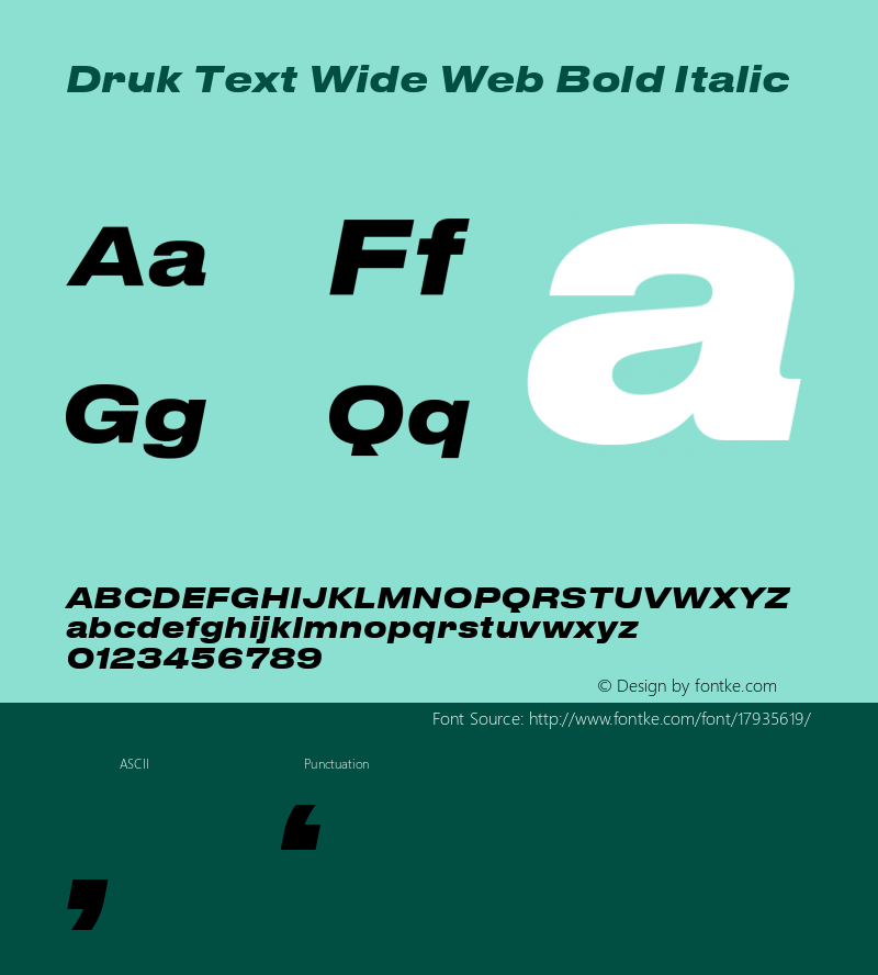 Druk Text Wide Web Bold Italic Version 1.1 2015 Font Sample