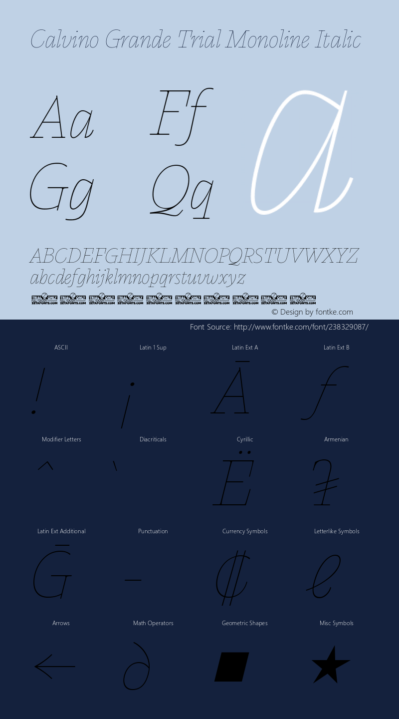 Calvino Grande Trial Monoline Italic Version 1.000图片样张