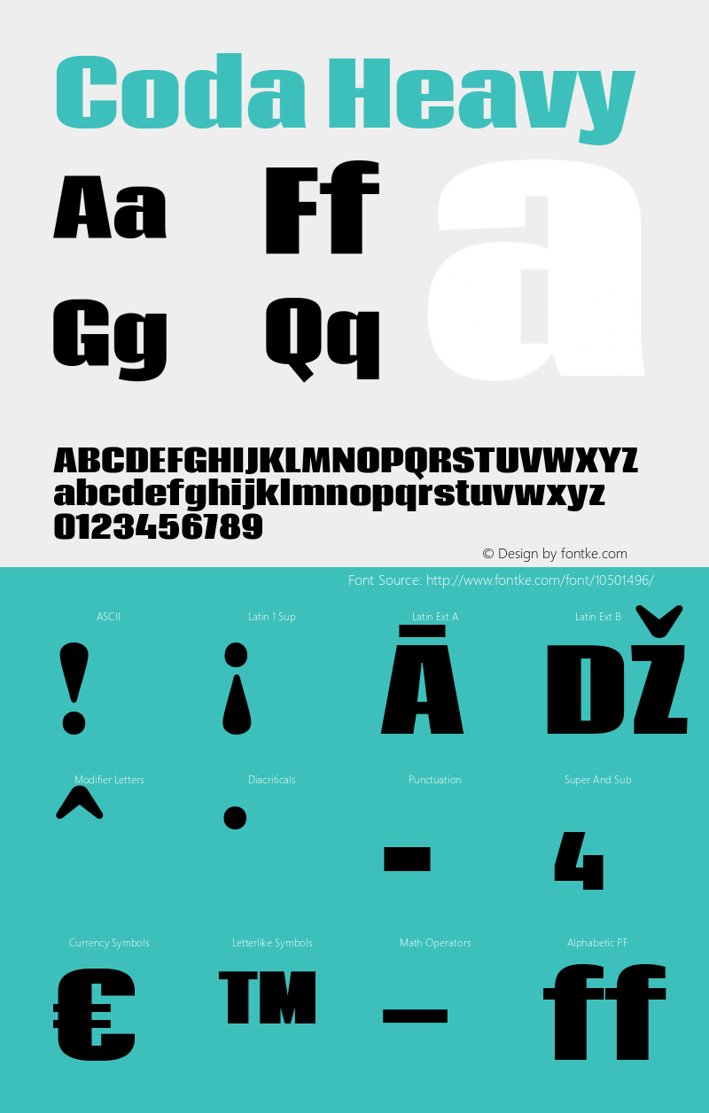 Coda Heavy Version 2.000; ttfautohint (v0.8) -r 50 -G 200 -x Font Sample