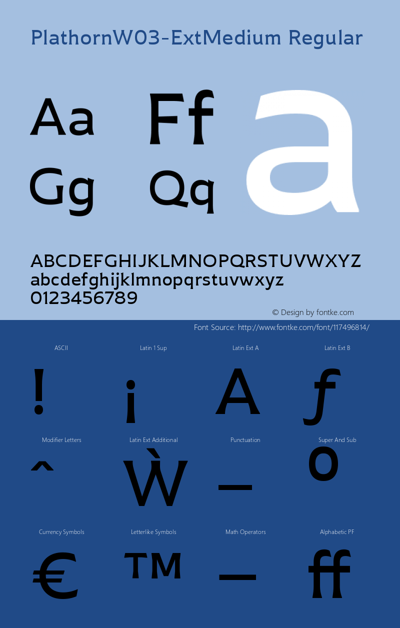 Plathorn W03 Ext Medium Version 1.00 Font Sample