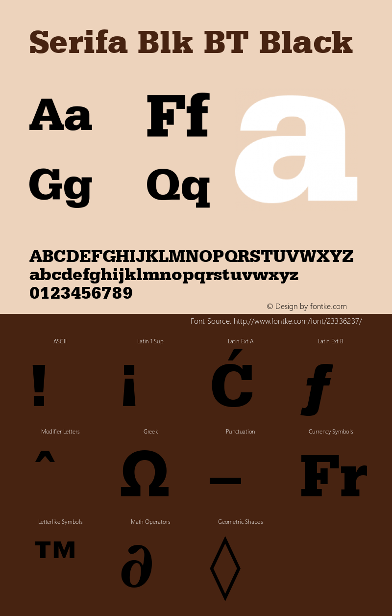 Serifa Black BT Version 2.1 Font Sample