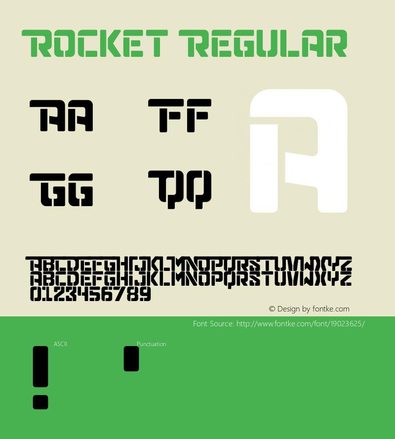 Rocket Regular Version 1.000;PS 001.000;hotconv 1.0.88;makeotf.lib2.5.64775 Font Sample