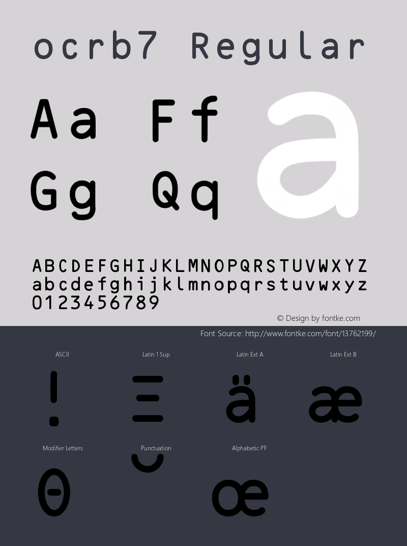 ocrb7 Regular Version 001.001 Font Sample