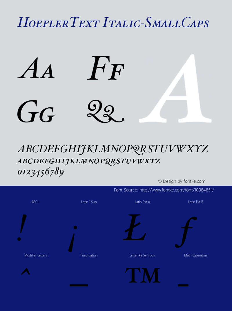 HoeflerText Italic-SmallCaps Version 001.000 Font Sample