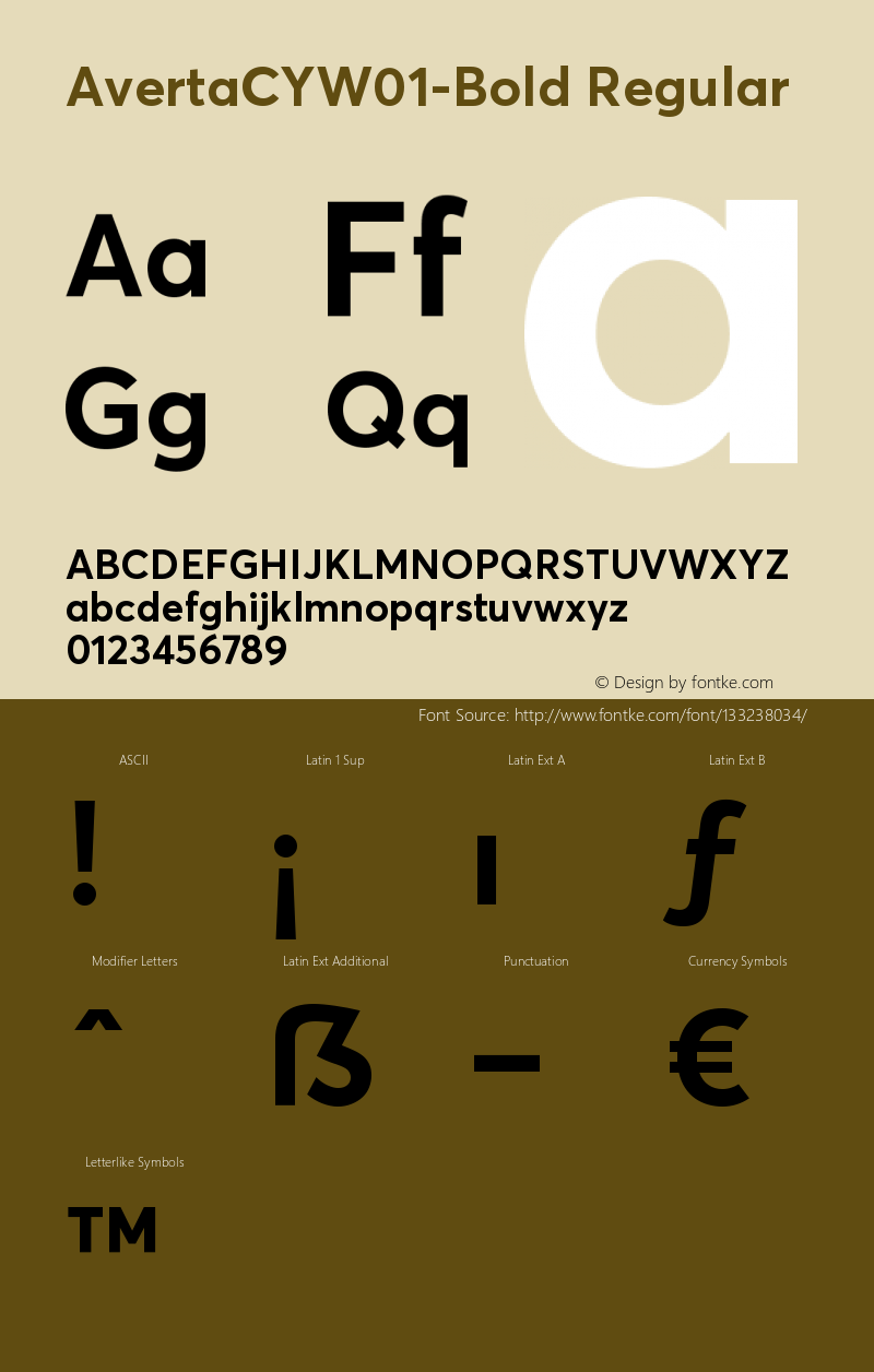 Averta CY W01 Bold Version 1.008 Font Sample