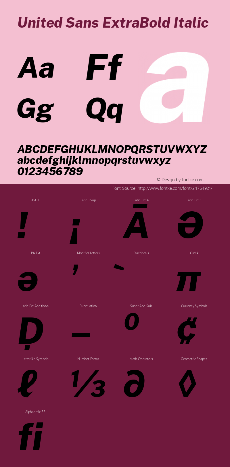 United Sans ExtraBold Italic Version 1.000 Font Sample