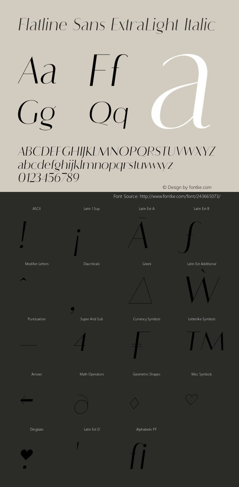 Flatline Sans ExtraLight Italic Version 2.000 | FøM Fix图片样张
