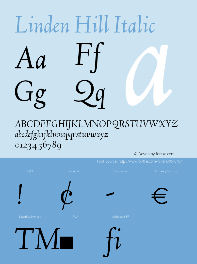 Linden Hill Italic Version 1.2 Font Sample