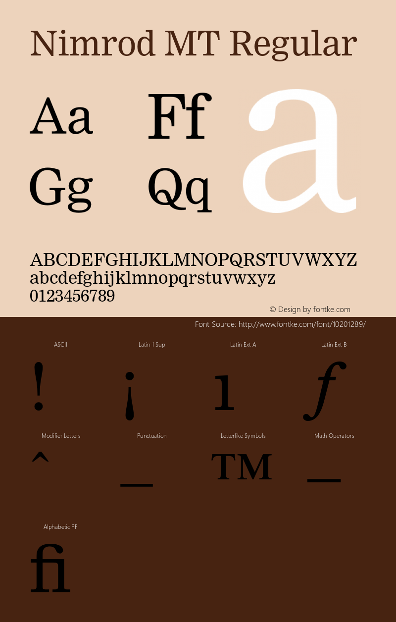 Nimrod MT Regular 001.003 Font Sample