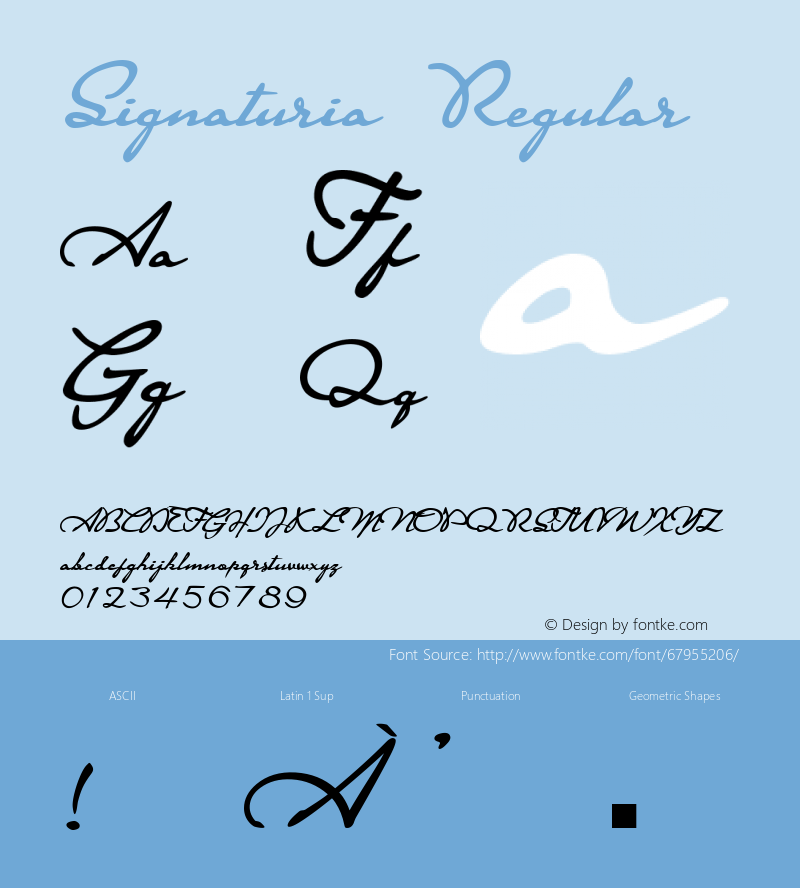 Signaturia Regular Version 1.012;Fontself Maker 3.5.1 Font Sample