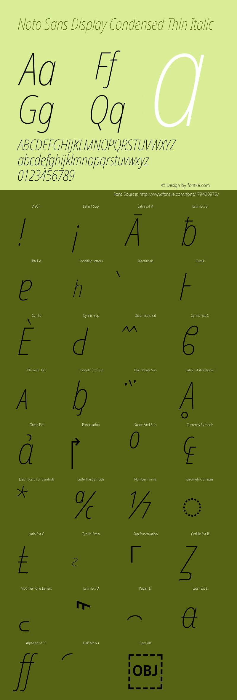 Noto Sans Display Condensed Thin Italic Version 2.004图片样张