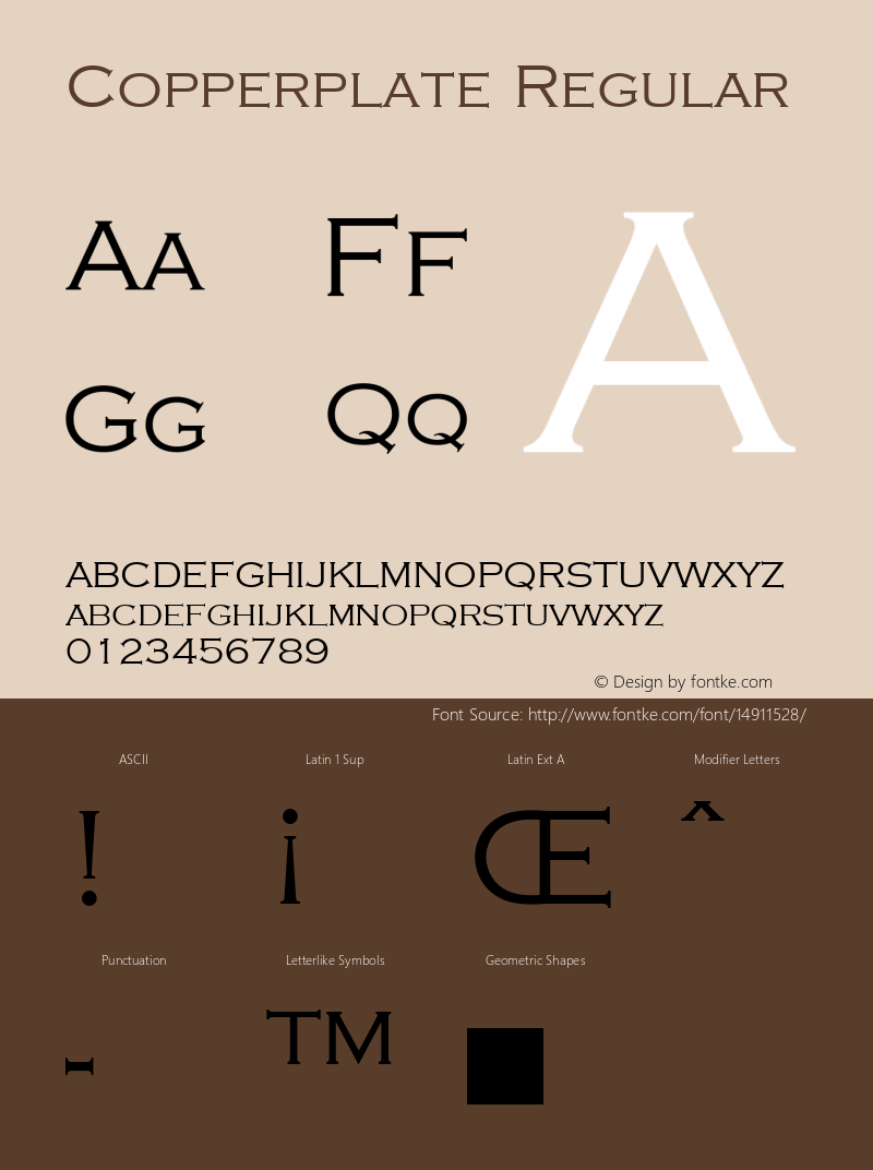 Copperplate Regular 001.000 Font Sample