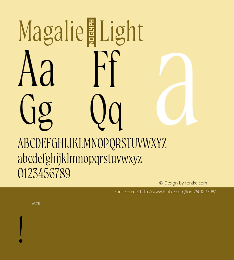 Magalie Light Version 1.000 Font Sample