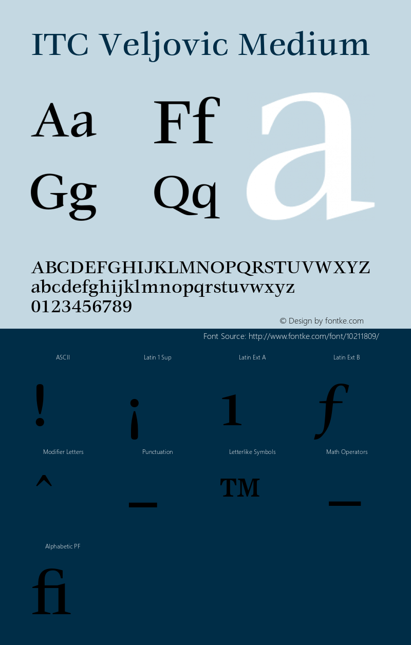 ITC Veljovic Medium 001.000 Font Sample