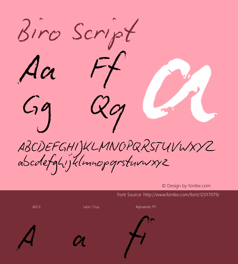 Biro Script Version 1.000 2006 initial release Font Sample