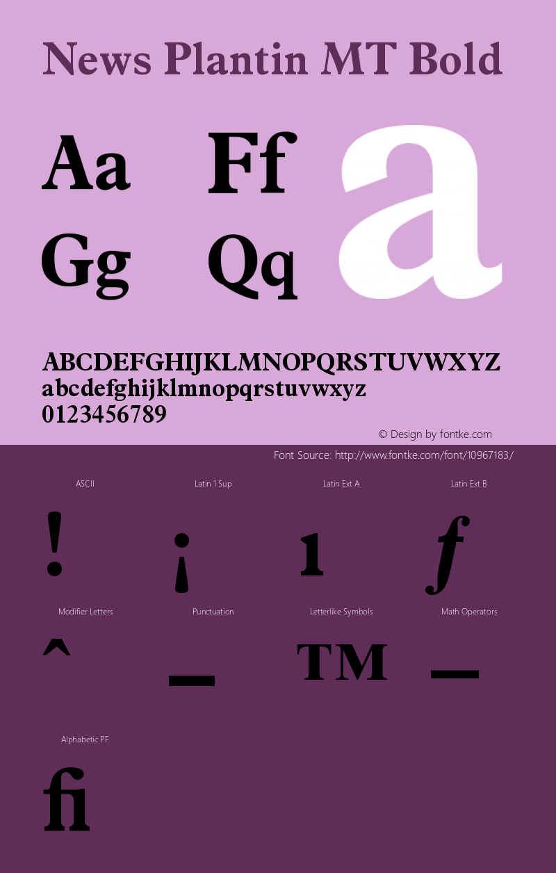 News Plantin MT Bold Version 001.002 Font Sample