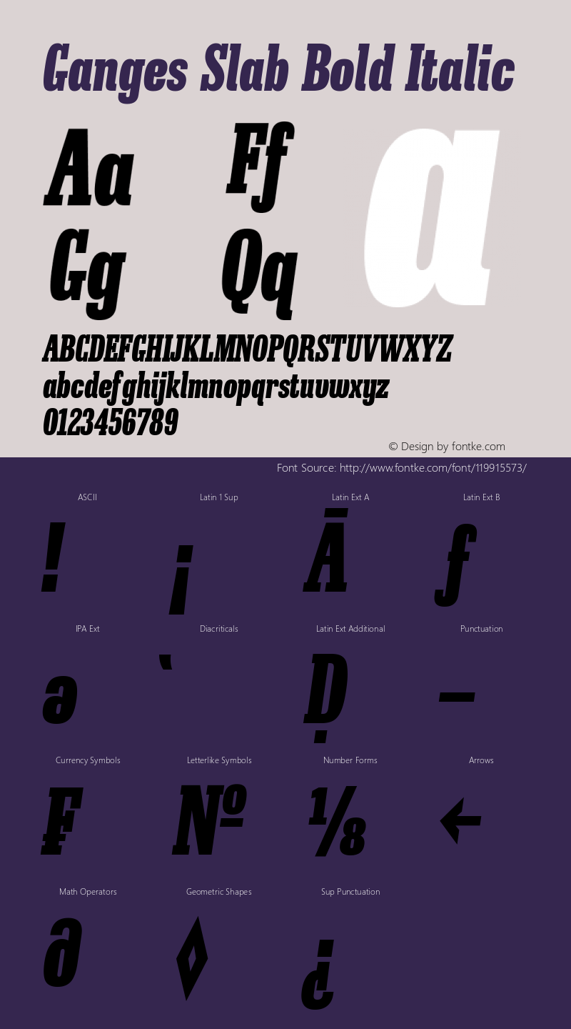 Ganges Slab Bold Italic 1.000 Font Sample