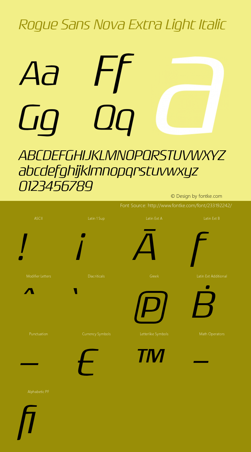 Rogue Sans Nova Extra Light Italic Version 4.000;PS 004.000;hotconv 1.0.88;makeotf.lib2.5.64775图片样张