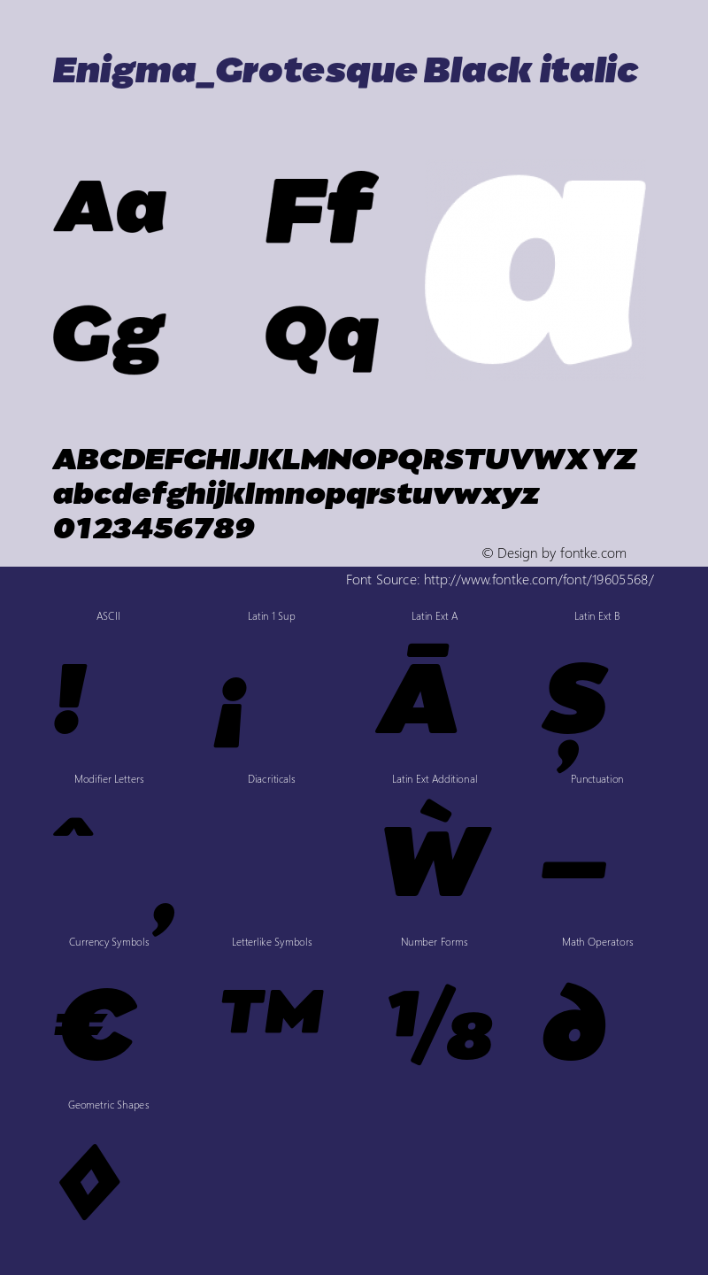 Enigma_Grotesque-Blackitalic Version 1.000;PS 001.000;hotconv 1.0.88;makeotf.lib2.5.64775 Font Sample