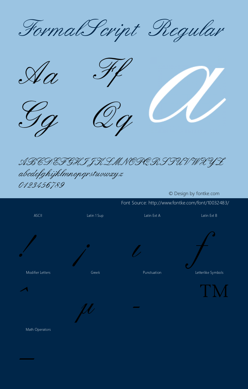 FormalScript Regular Macromedia Fontographer 4.1.5 5/18/98 Font Sample