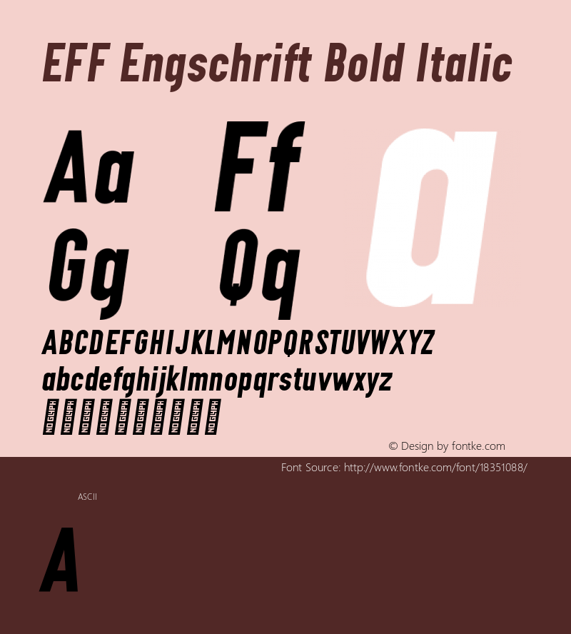 EFF Engschrift Bold Italic Version 0.004;PS 000.004;hotconv 1.0.88;makeotf.lib2.5.64775 Font Sample