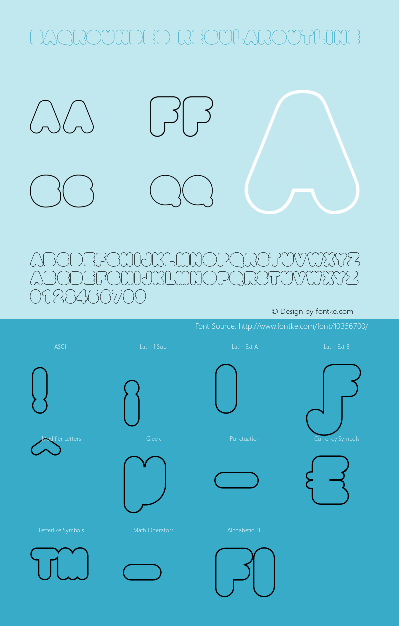 BAQRounded RegularOutline Version 1.001 Font Sample