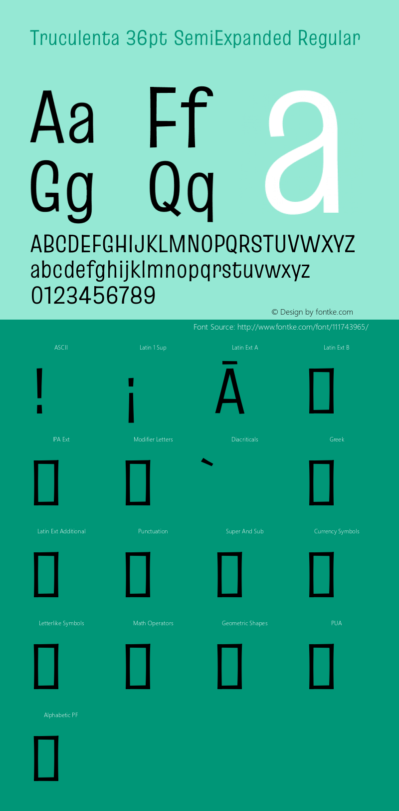 Truculenta 36pt SemiExpanded Regular Version 1.002 Font Sample