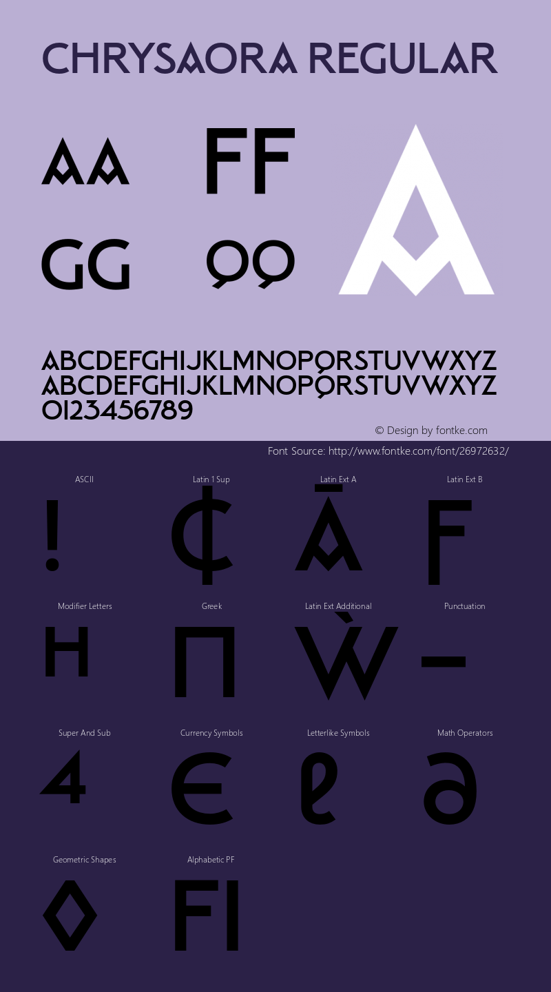 Chrysaora Version 2.00;March 7, 2017; Font Sample