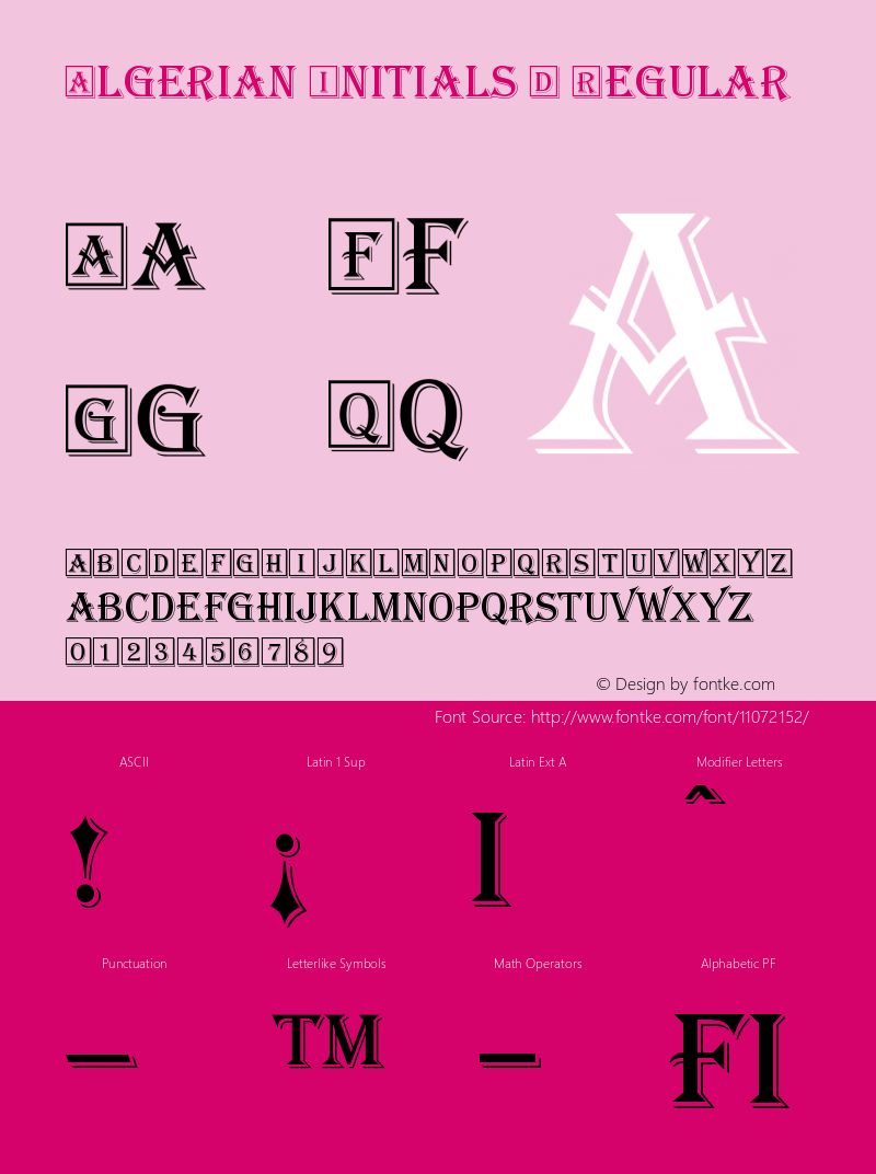 Algerian Initials D Regular Version 001.005 Font Sample