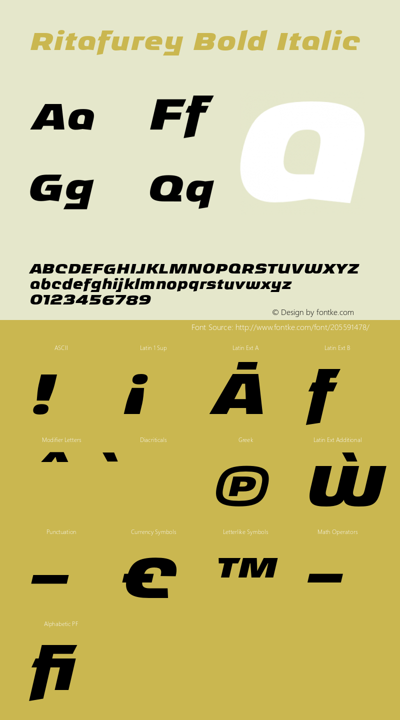Ritafurey Bold Italic Version 4.000;hotconv 1.0.109;makeotfexe 2.5.65596图片样张
