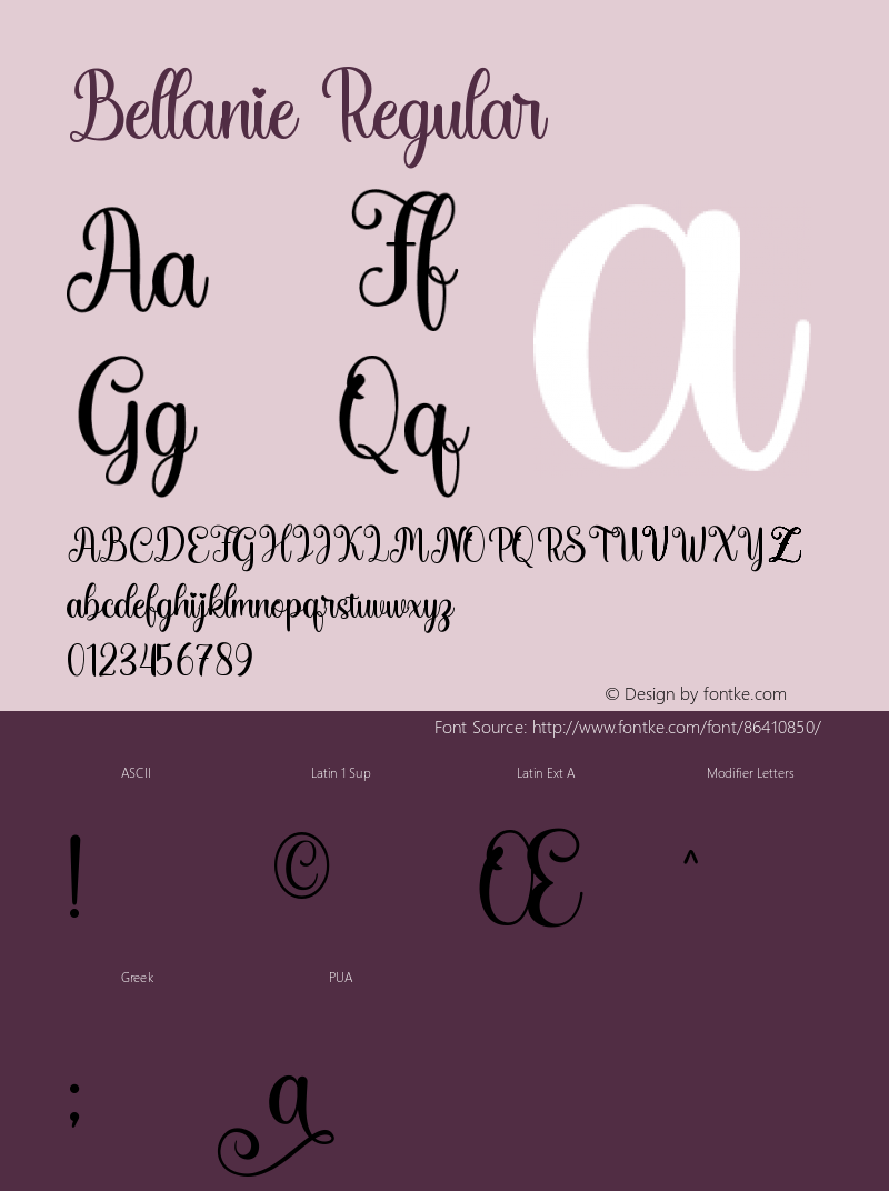 Bellanie Version 1.00;July 28, 2020;FontCreator 11.5.0.2422 64-bit Font Sample