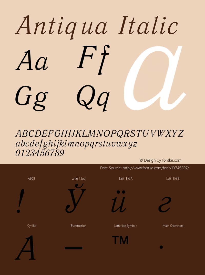 Antiqua Italic Converted from d:\windows\system\ANT46___.TF1 by ALLTYPE Font Sample