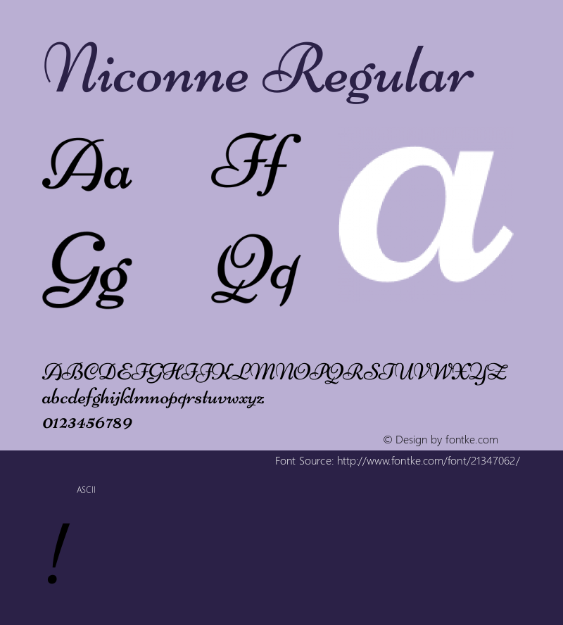 Niconne Version 1.0 Font Sample