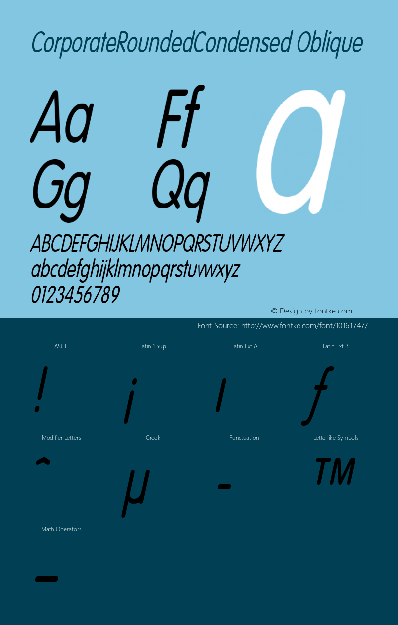 CorporateRoundedCondensed Oblique Rev. 003.000 Font Sample