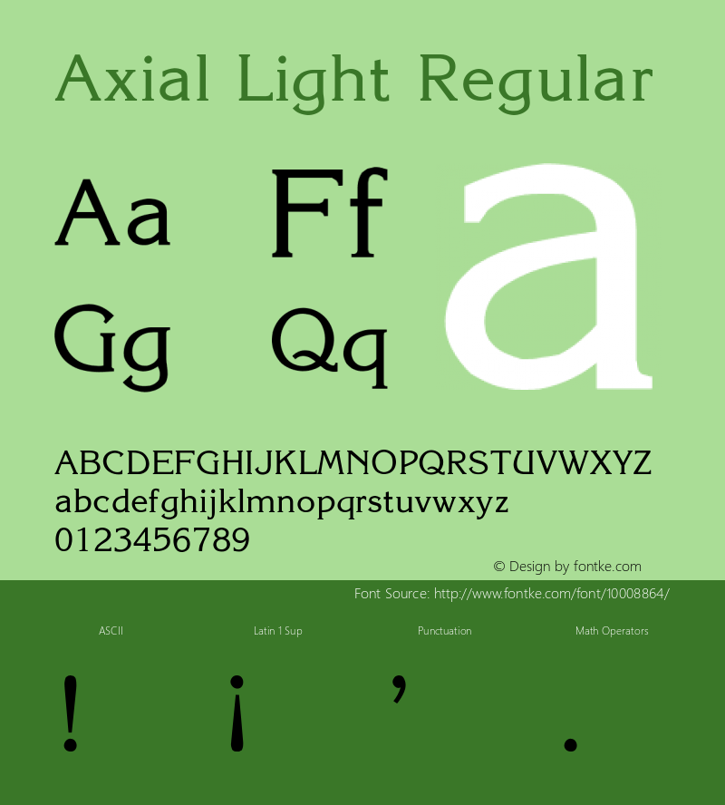 Axial Light Regular Unknown Font Sample