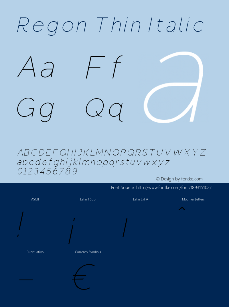 Regon Thin Italic Version 1.000图片样张