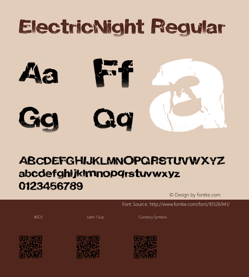 ElectricNight Regular Version 1.00 November 17, 2013, initial release Font Sample
