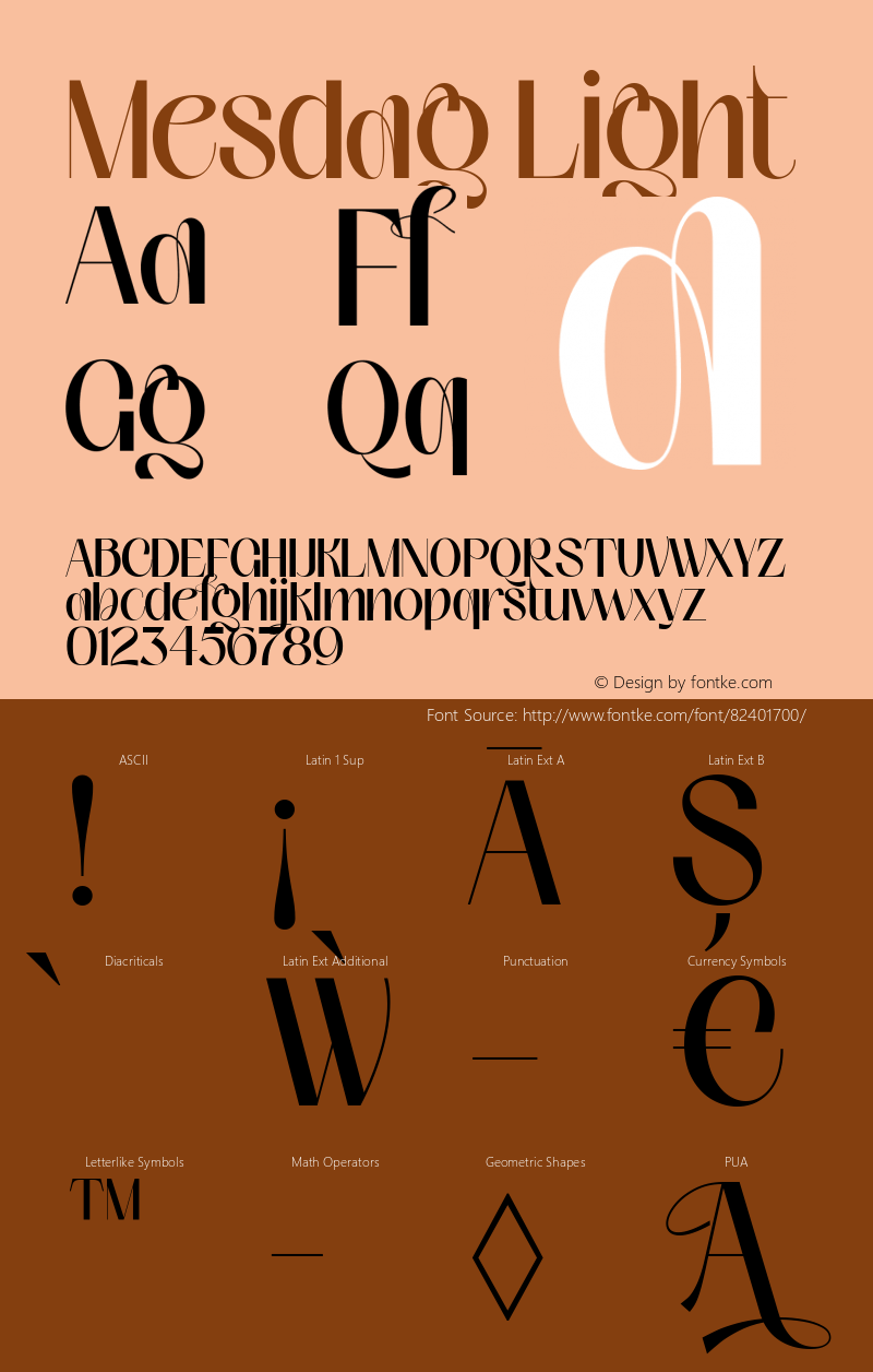 Mesdag Light Version 1.000 Font Sample