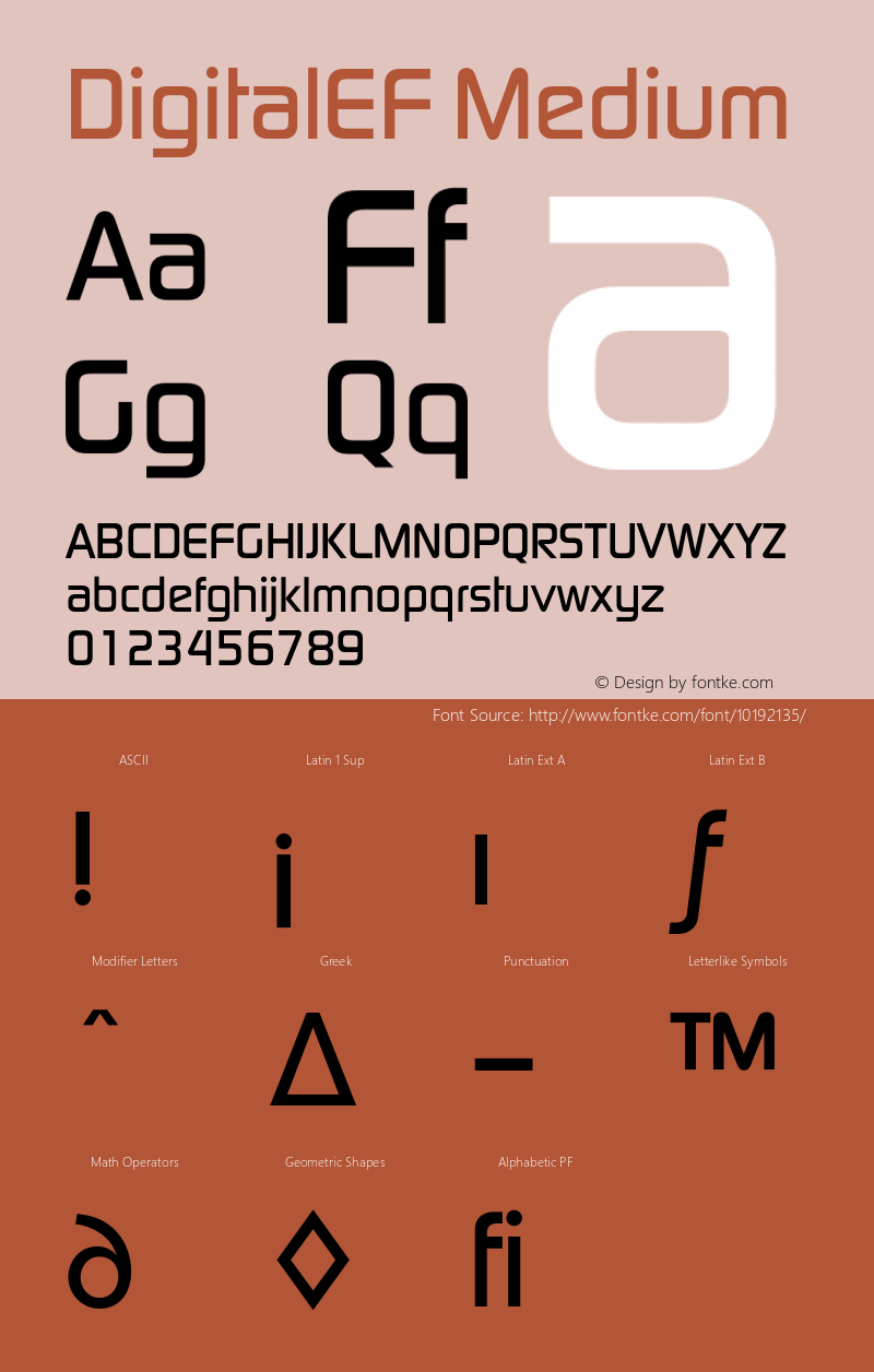 DigitalEF Medium 001.000 Font Sample